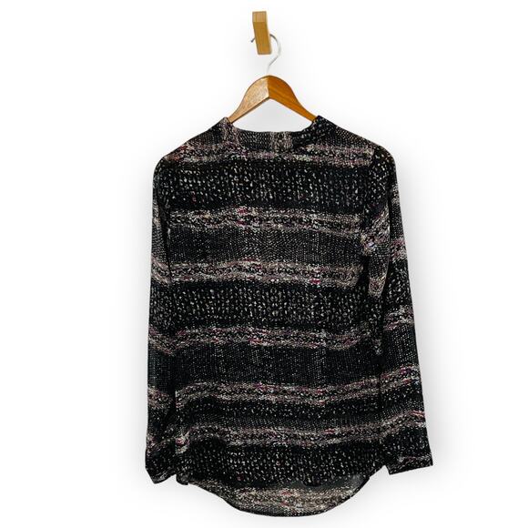 CAbi Blouse XS Black Sheer Chiffon Abstract Print Long Sleeve - Picture 4 of 10